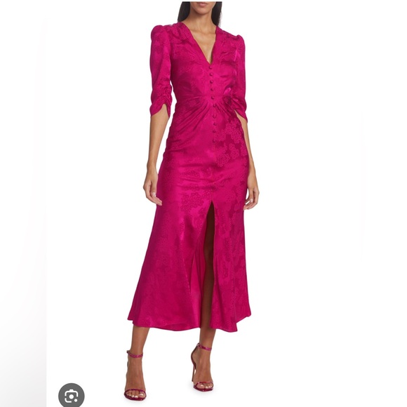 Saloni Mitsu Silk Jacquard Midi Dress,Size 2(6uk) - Picture 1 of 3